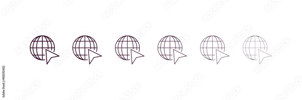 internet outline icon. Linear vector from internet security concept. 6 different line style internet icon included thin, light, regular, medium, bold, black internet outline icon. Linear vector from internet security concept. 6 different line style internet icon included thin, light, regular, medium, bold, black