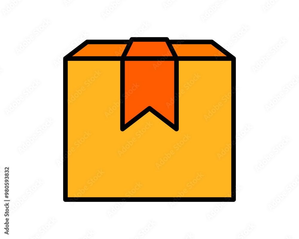 Illustration of a closed cardboard box, representing a packed and ready to buy product Illustration of a closed cardboard box, representing a packed and ready to buy product