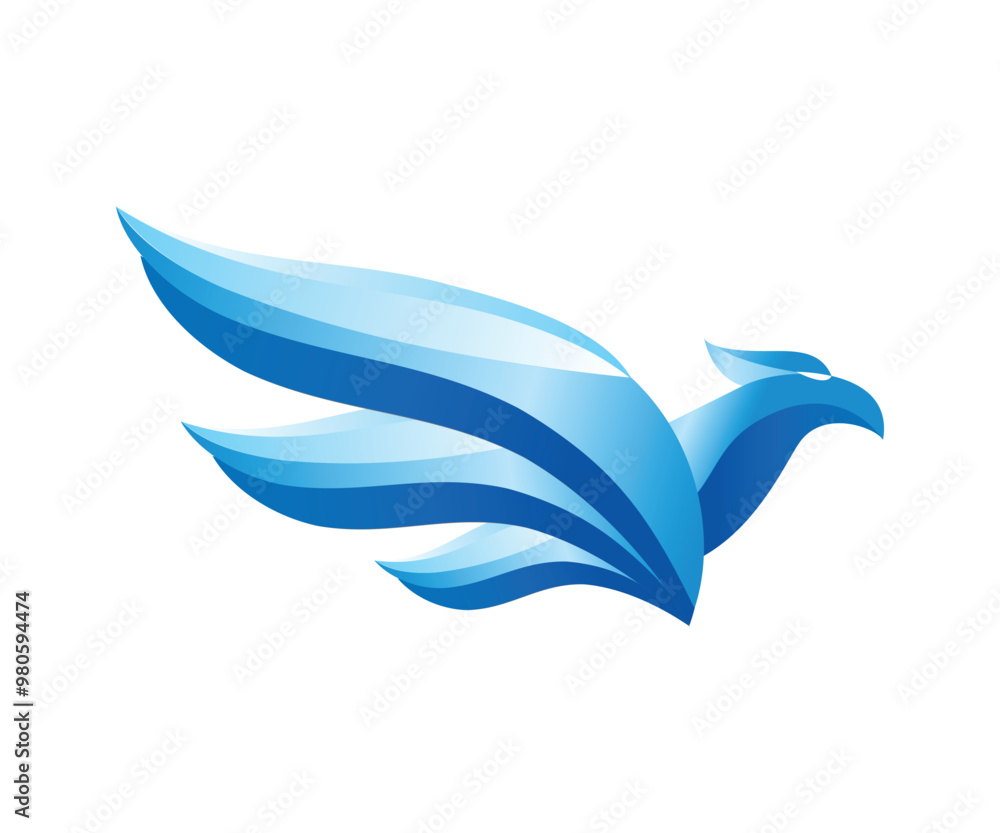 Bird eagle in blue gradation logo icon design illustration Bird eagle in blue gradation logo icon design illustration