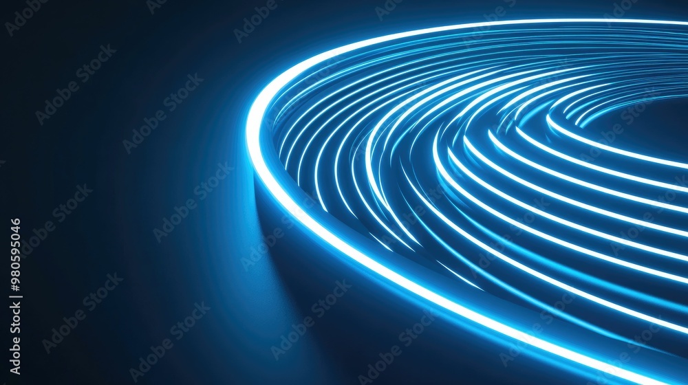 Obraz premium Abstract glowing blue lines creating a dynamic visual effect.