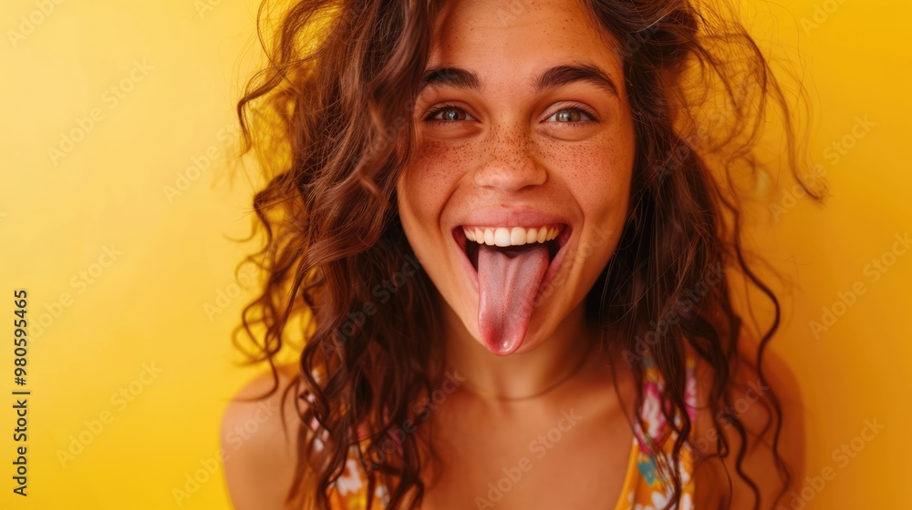 beautiful young woman sticking out her tongue beautiful young woman sticking out her tongue
