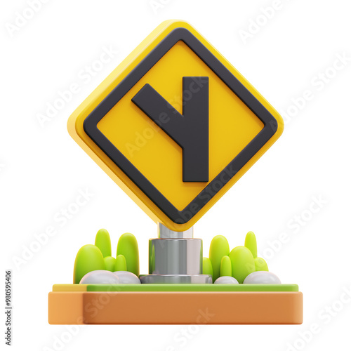 y road left intersection sign 3d icon illustration photo