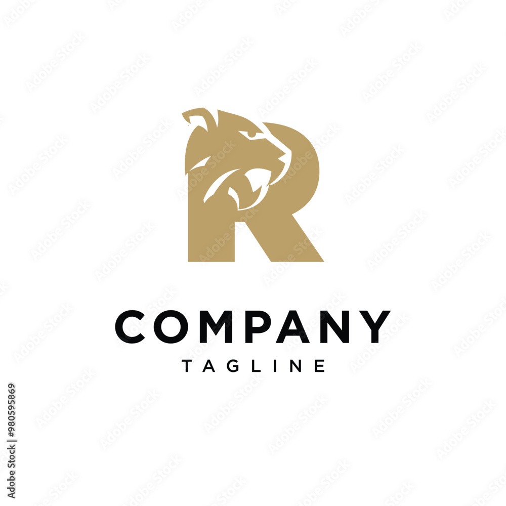 Letter R Tiger Head Elegant logo icon vector Letter R Tiger Head Elegant logo icon vector