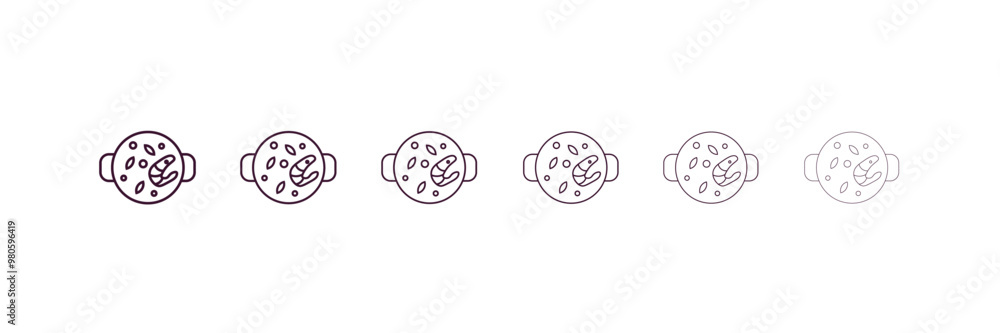 paella outline icon. Linear vector from kitchen concept. 6 different line style paella icon included thin, light, regular, medium, bold, black paella outline icon. Linear vector from kitchen concept. 6 different line style paella icon included thin, light, regular, medium, bold, black