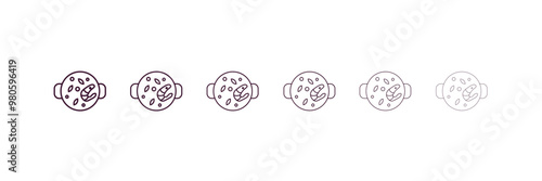 paella outline icon. Linear vector from kitchen concept. 6 different line style paella icon included thin, light, regular, medium, bold, black