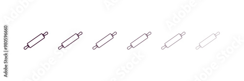 rolling pin outline icon. Linear vector from kitchen concept. 6 different line style rolling pin icon included thin, light, regular, medium, bold, black