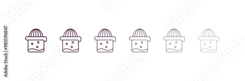 squeezer outline icon. Linear vector from kitchen concept. 6 different line style squeezer icon included thin, light, regular, medium, bold, black