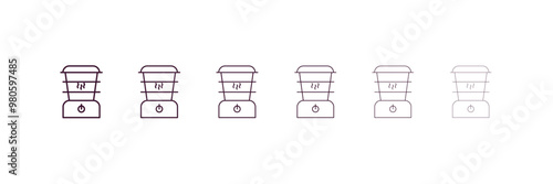 steamer outline icon. Linear vector from kitchen concept. 6 different line style steamer icon included thin, light, regular, medium, bold, black