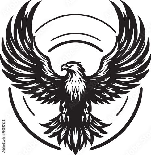 Regal Raptor Eagle Logo - Powerful Monochrome Art, Generated With AI