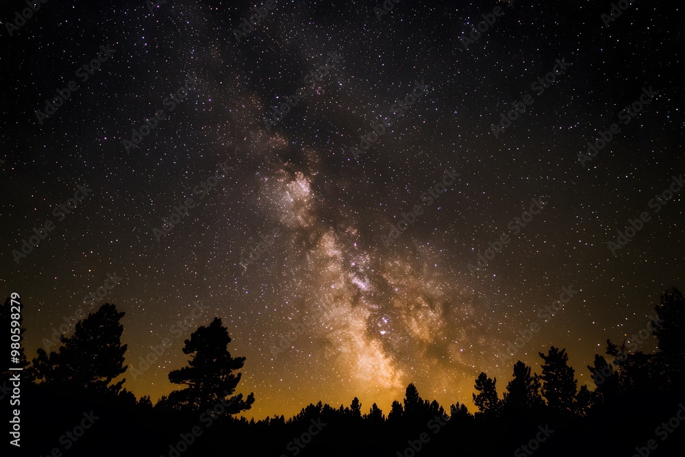 Starry sky, Milky Way galaxy at the center of the frame, dark background Starry sky, Milky Way galaxy at the center of the frame, dark background