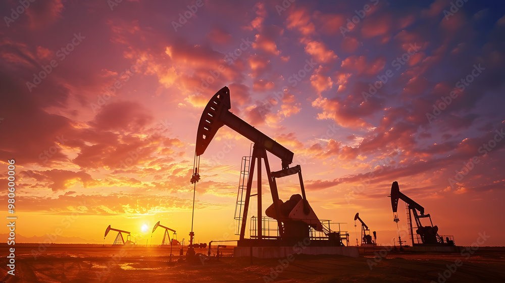 Rigs and other equipment as part of an oil production complex. AI Generated Rigs and other equipment as part of an oil production complex. AI Generated