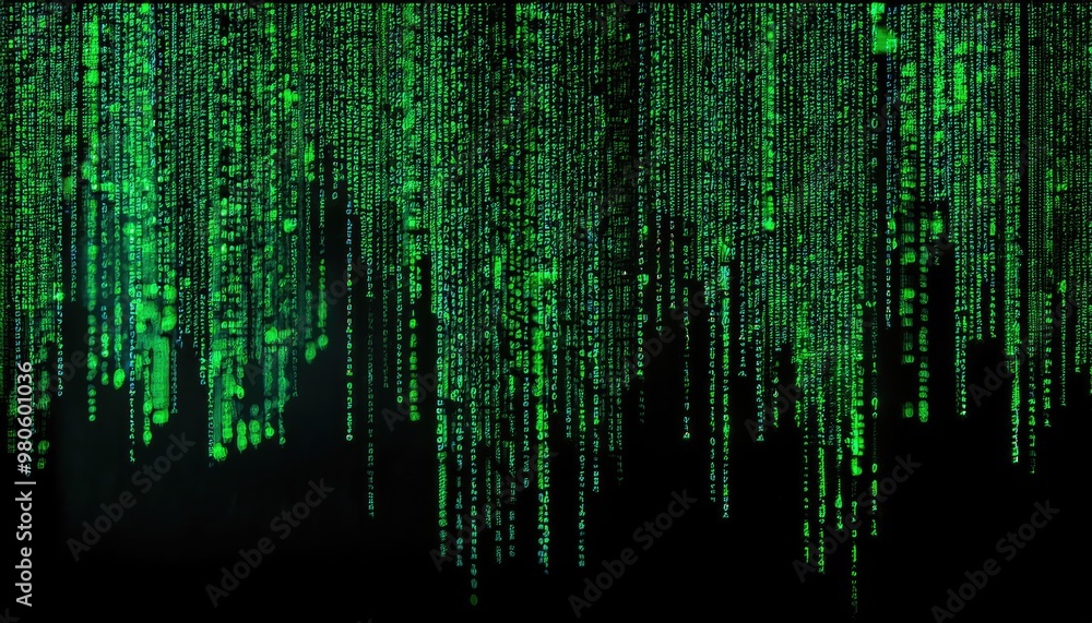 Digital rain in green. Digital rain in green.