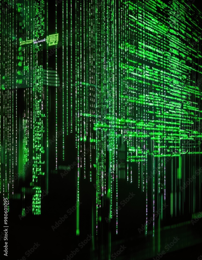 Green code falling down Green code falling down