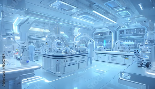 Biotechnology laboratory with futuristic equipment