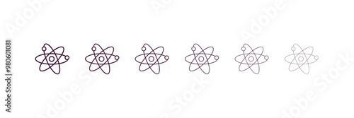 atomic structure outline icon. Linear vector from medical concept. 6 different line style atomic structure icon included thin, light, regular, medium, bold, black