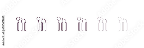 dentist tool outline icon. Linear vector from medical concept. 6 different line style dentist tool icon included thin, light, regular, medium, bold, black