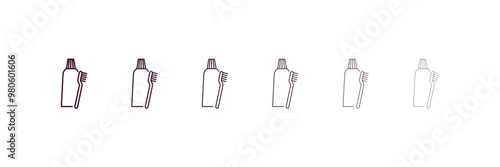 brush with tooth paste outline icon. Linear vector from medical concept. 6 different line style brush with tooth paste icon included thin, light, regular, medium, bold, black