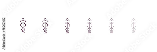 caduceus outline icon. Linear vector from medical concept. 6 different line style caduceus icon included thin, light, regular, medium, bold, black