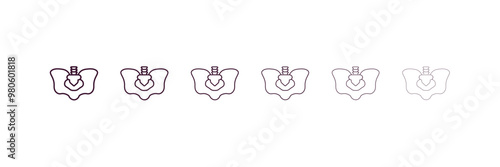 pelvic area outline icon. Linear vector from medical concept. 6 different line style pelvic area icon included thin, light, regular, medium, bold, black