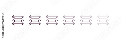 vertebra outline icon. Linear vector from medical concept. 6 different line style vertebra icon included thin, light, regular, medium, bold, black
