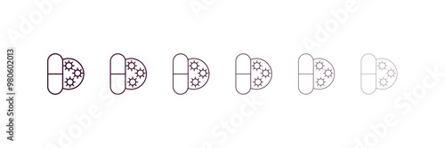 antibiotic outline icon. Linear vector from medical concept. 6 different line style antibiotic icon included thin, light, regular, medium, bold, black