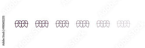 braces outline icon. Linear vector from medical concept. 6 different line style braces icon included thin, light, regular, medium, bold, black