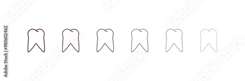 molar tooth outline icon. Linear vector from medical concept. 6 different line style molar tooth icon included thin, light, regular, medium, bold, black