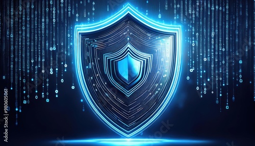 Digital shield with blue glow