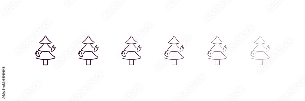 pine tree on fire outline icon. Linear vector from nature concept. 6 different line style pine tree on fire icon included thin, light, regular, medium, bold, black pine tree on fire outline icon. Linear vector from nature concept. 6 different line style pine tree on fire icon included thin, light, regular, medium, bold, black