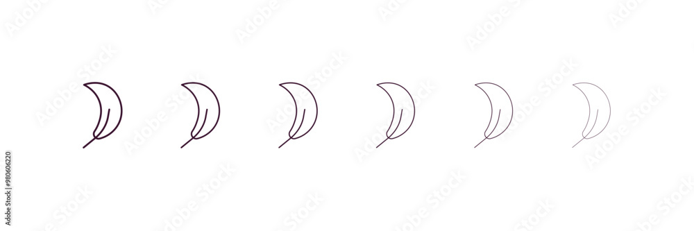 falcate outline icon. Linear vector from nature concept. 6 different line style falcate icon included thin, light, regular, medium, bold, black falcate outline icon. Linear vector from nature concept. 6 different line style falcate icon included thin, light, regular, medium, bold, black