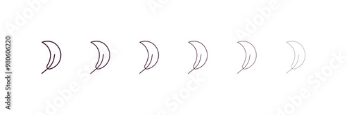 falcate outline icon. Linear vector from nature concept. 6 different line style falcate icon included thin, light, regular, medium, bold, black