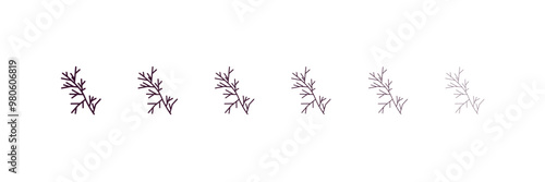 cypress leaf outline icon. Linear vector from nature concept. 6 different line style cypress leaf icon included thin, light, regular, medium, bold, black