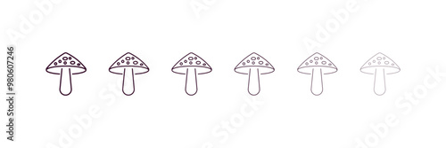amanita outline icon. Linear vector from nature concept. 6 different line style amanita icon included thin, light, regular, medium, bold, black