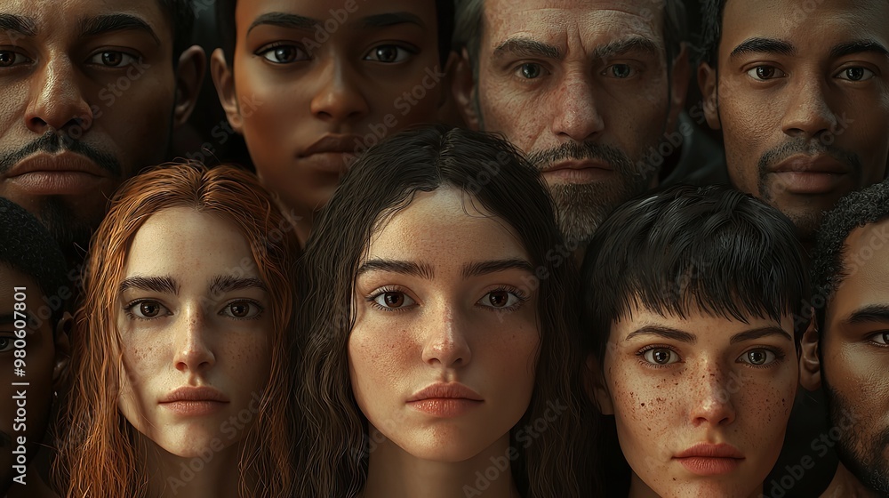 A collage of faces from various ethnicities and genders all smiling and looking at each other showing mutual respect and admiration A collage of faces from various ethnicities and genders all smiling and looking at each other showing mutual respect and admiration
