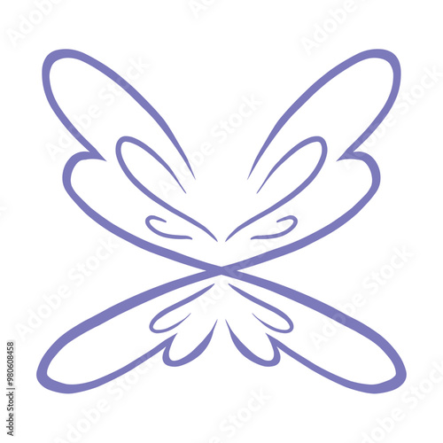 abstract blue Cute Tattoo Line Freehand Colorful Minimal Drawing Butterfly