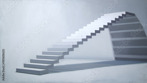 Stairs realistic. 3d realistic interior staircase, architecture direction stair illustration