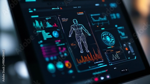Detailed view of a body composition analyzer screen showing muscle mass, fat percentage, and water content