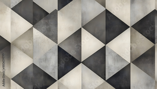 Wallpaper Mural Clean, sharp geometric patterns in neutral tones, giving off a sleek, modern vibe Torontodigital.ca