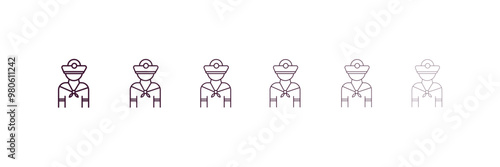 rubber raft outline icon. Linear vector from nautical concept. 6 different line style rubber raft icon included thin, light, regular, medium, bold, black