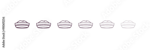 sailor cap outline icon. Linear vector from nautical concept. 6 different line style sailor cap icon included thin, light, regular, medium, bold, black