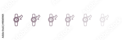 water resist camera outline icon. Linear vector from nautical concept. 6 different line style water resist camera icon included thin, light, regular, medium, bold, black