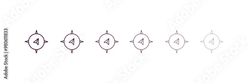 wind rose outline icon. Linear vector from nautical concept. 6 different line style wind rose icon included thin, light, regular, medium, bold, black