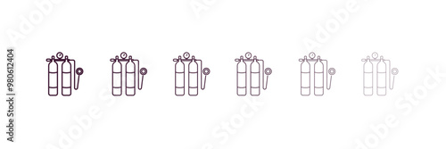 aqualung outline icon. Linear vector from nautical concept. 6 different line style aqualung icon included thin, light, regular, medium, bold, black