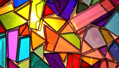 Vibrant stained glass pattern showcasing a kaleidoscope of colors and shapes.