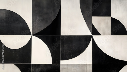 Clean, sharp geometric patterns in neutral tones, giving off a sleek, modern vibe