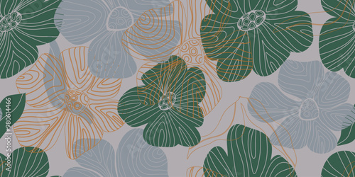 Abstract fantasy flowers motley ornament Asian motifs vector seamless overlapping pattern rapport