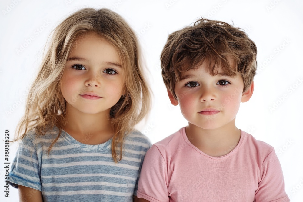 Cool little kids posing over white background Cool little kids posing over white background