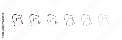cough outline icon. Linear vector from people concept. 6 different line style cough icon included thin, light, regular, medium, bold, black