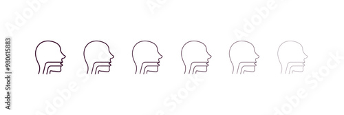 throat outline icon. Linear vector from people concept. 6 different line style throat icon included thin, light, regular, medium, bold, black