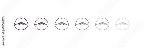seductive outline icon. Linear vector from people concept. 6 different line style seductive icon included thin, light, regular, medium, bold, black